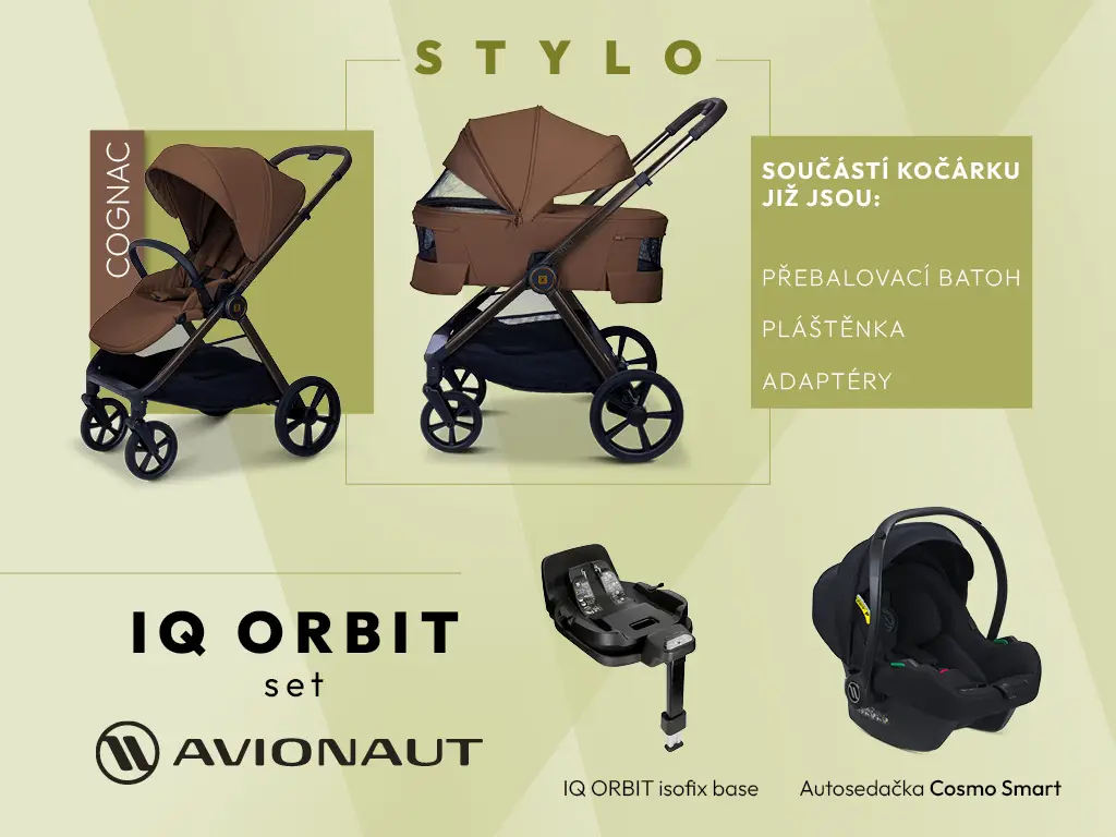 MOON Kombinovaný kočík STYLO MAXI Orbit set - COGNAC