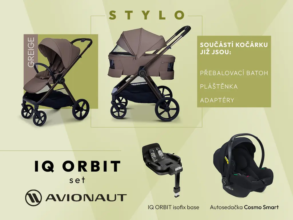 MOON Kombinovaný kočík STYLO MAXI Orbit set - GREIGE