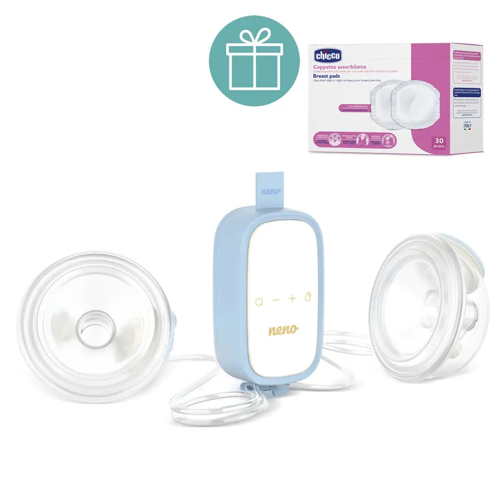 NENO Odsávačka materského mlieka duo elektrická handsfree Velo + CHICCO Vložky do podprsenky 30ks