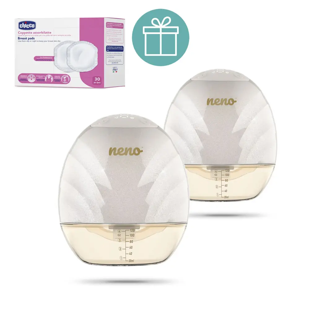NENO Odsávačka mlieka Perla Duo bezdrôtová hands-free 3-fázová + CHICCO Vložky do podprsenky 30ks