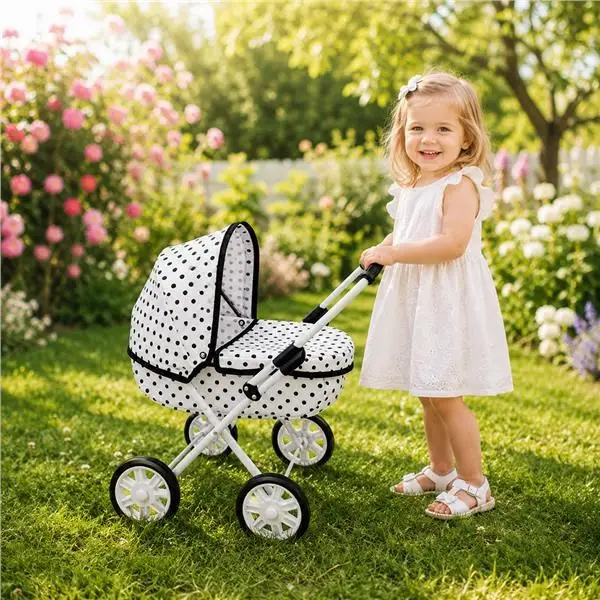 Detský kočík pre bábiky New Baby Anička dots