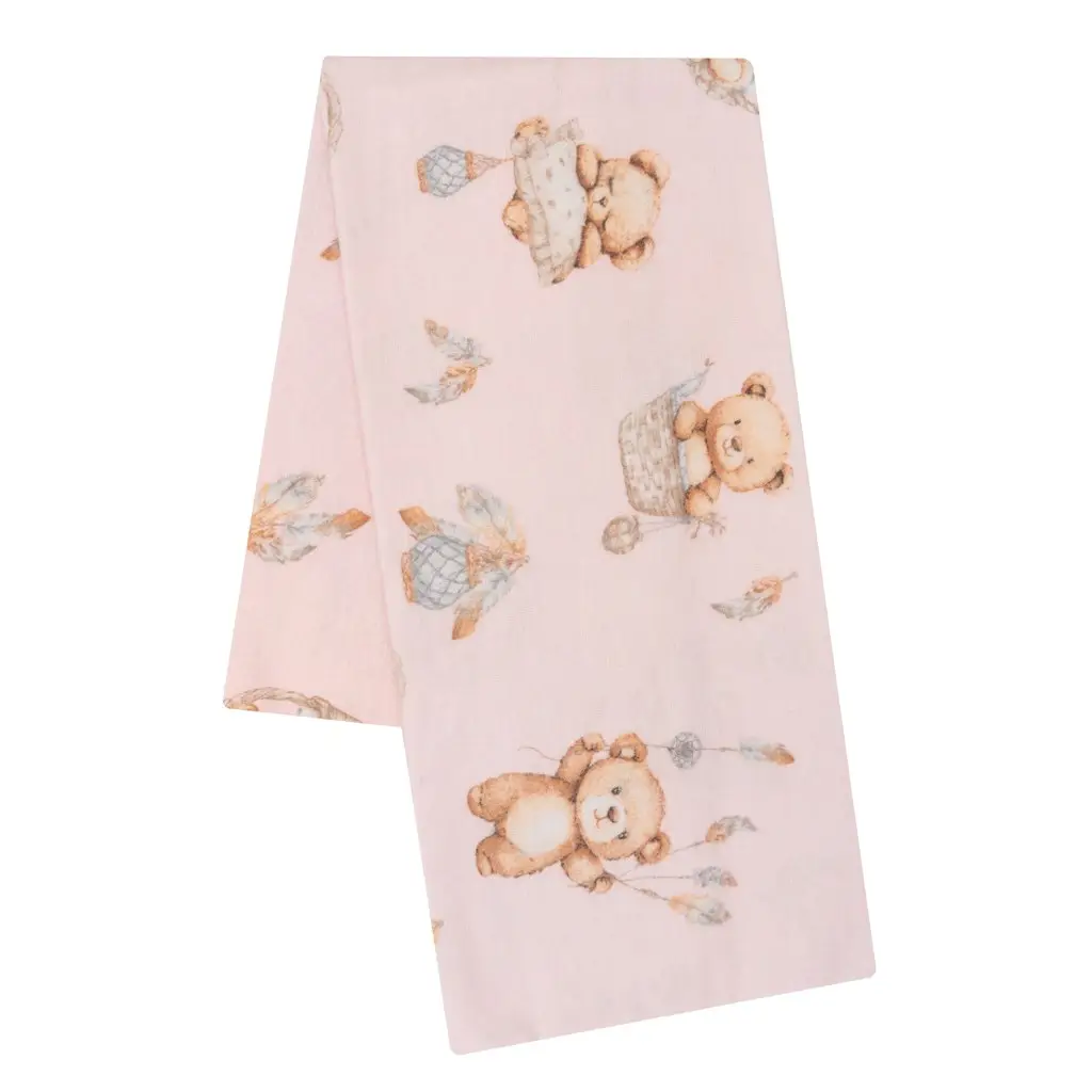 New Baby Flanelová plienka s potlačou teddy bear pink