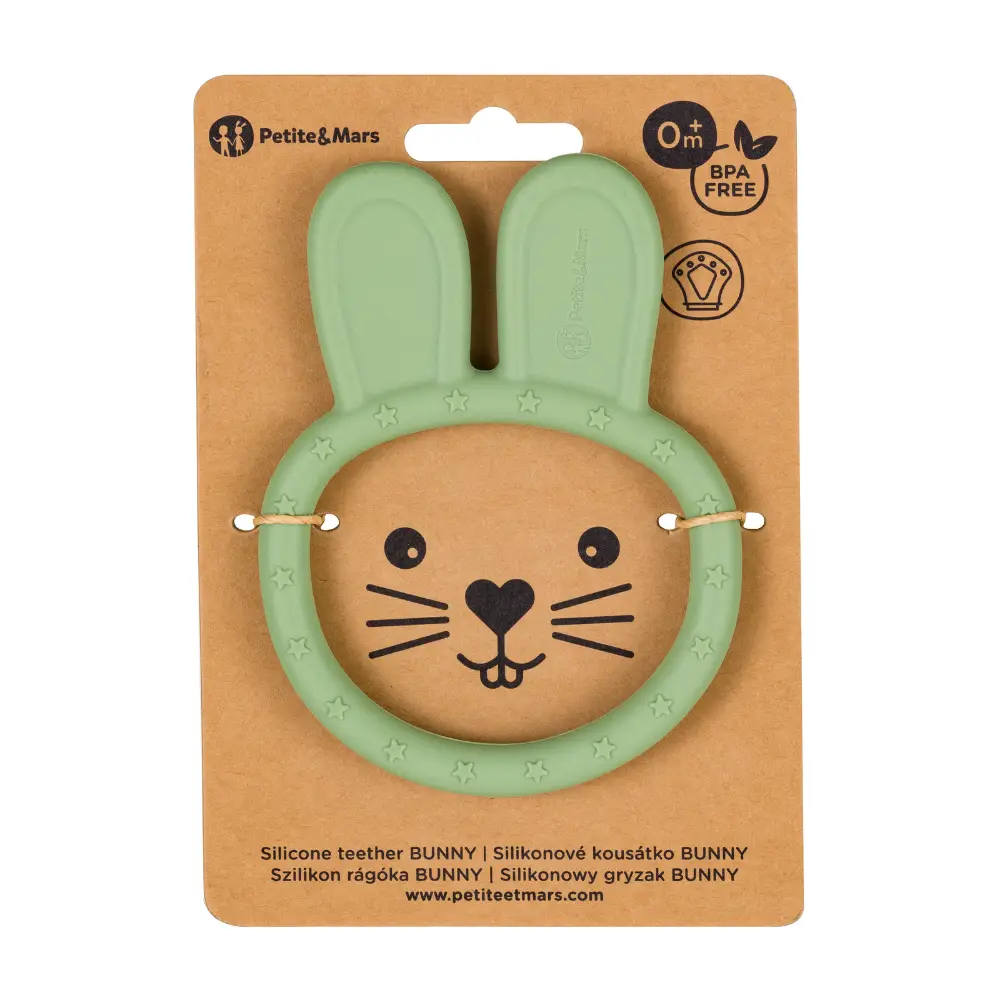 PETITE&MARS Hryzačka silikónová Bunny Sweet Pea 0m+
