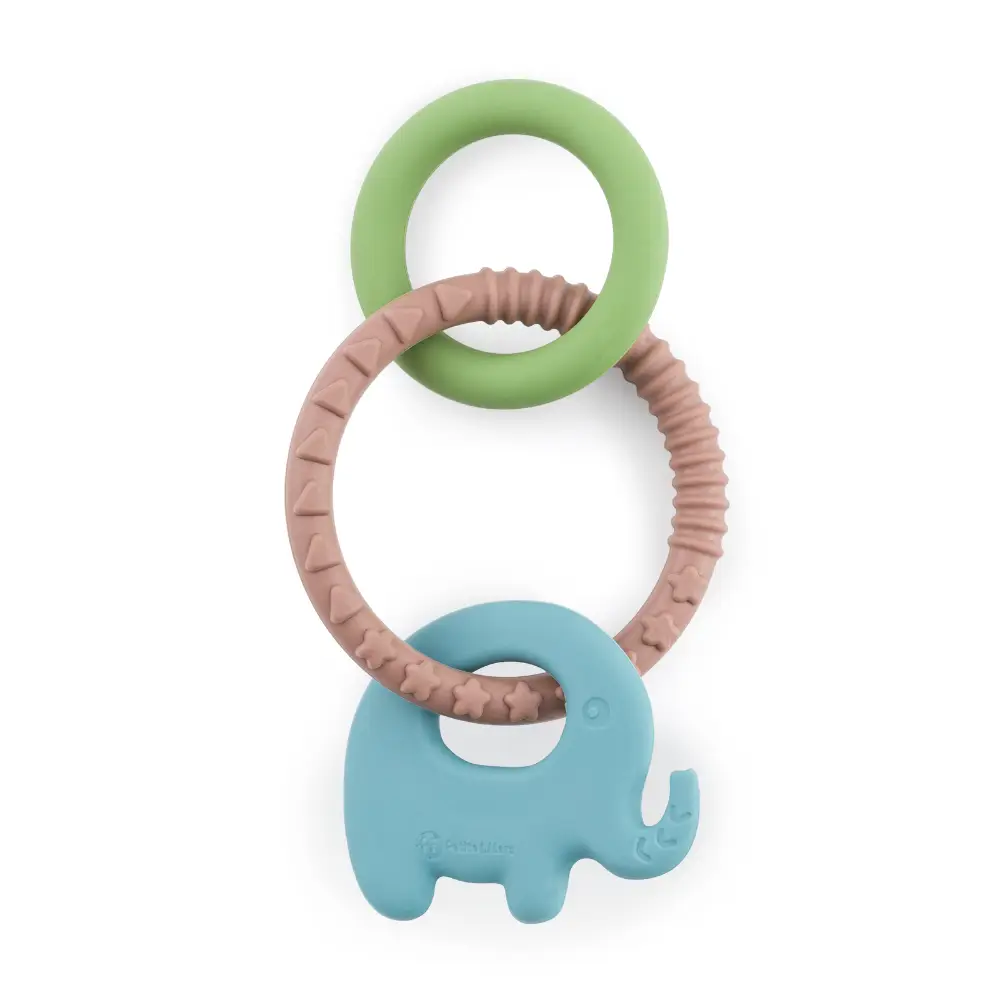 PETITE&MARS Hryzačka silikónová Elefi Velvet Latte 0m+