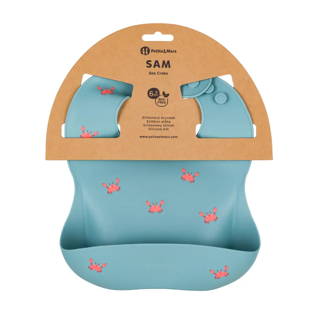 PETITE&MARS Podbradník silikónový Take&Match Sea Crabs 6m+