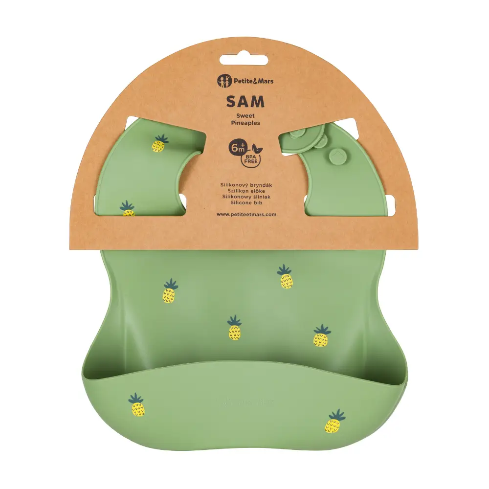 PETITE&MARS Podbradník silikónový Take&Match Sweet Pineaples 6m+