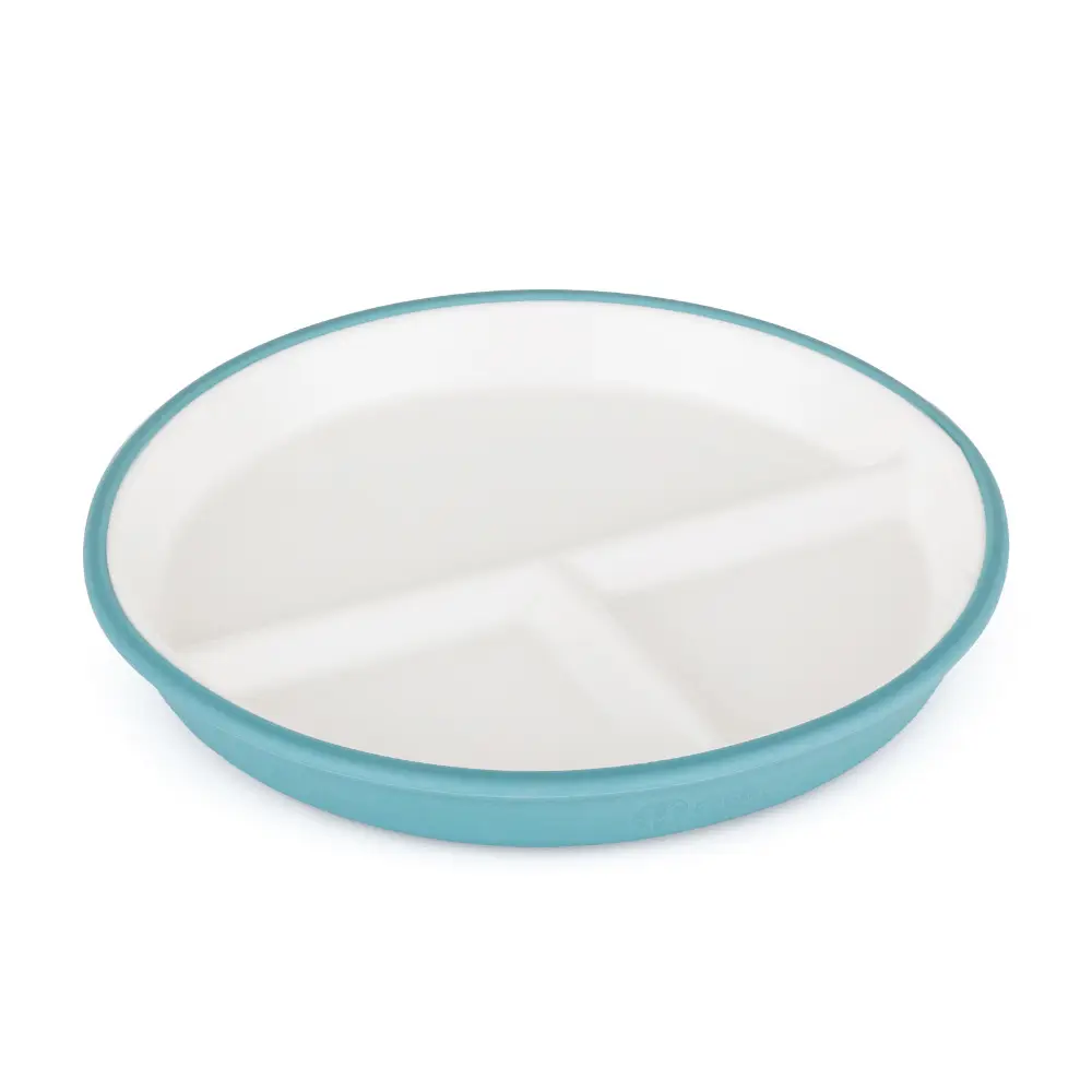 PETITE&MARS Tanier keramický so silikonovým obalom Teal Blue