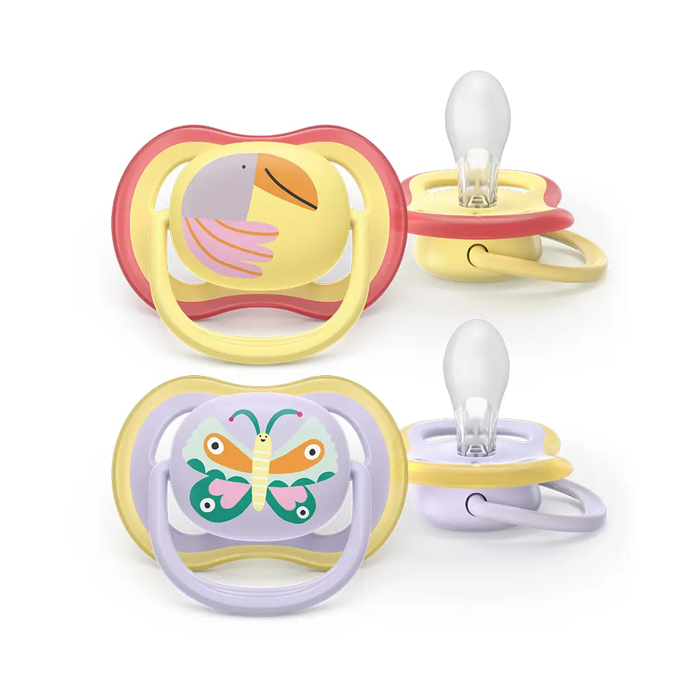 Philips AVENT Cumlík Ultra air fialová/žltá 0-6m obrázok dievča 2ks