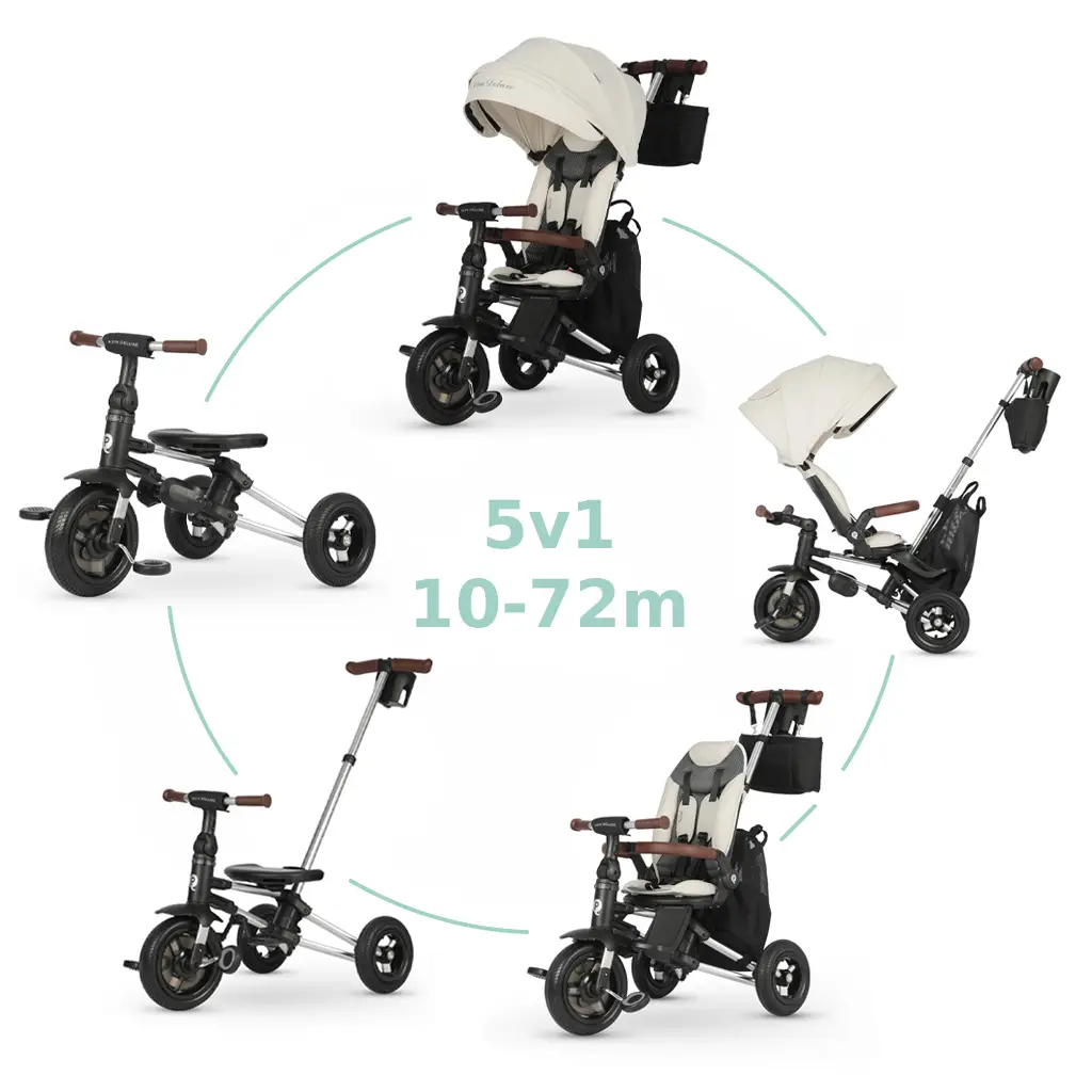 QPLAY Trojkolka Nova Deluxe 5v1 Beige, 10-72 mesiacov
