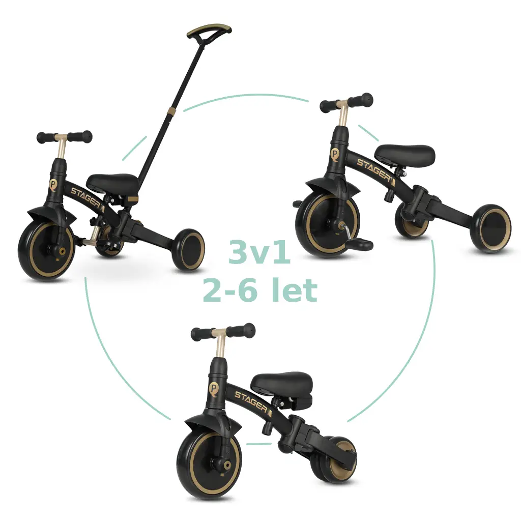 QPLAY Trojkolka Stager 3v1 Platinum, 2-6 rokov
