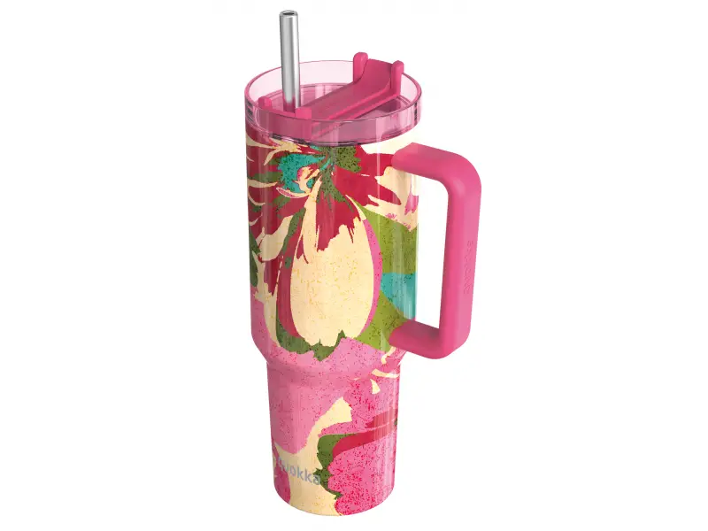 Quokka Nerezový termohrnček so slamkou Stream Pink Flambe 1200 ml