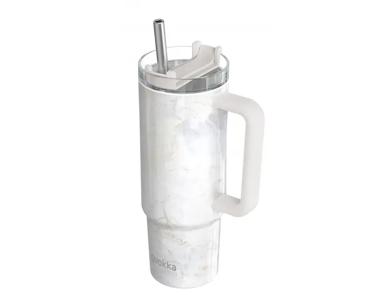 Quokka Nerezový termohrnček so slamkou Vibe Marble 880 ml