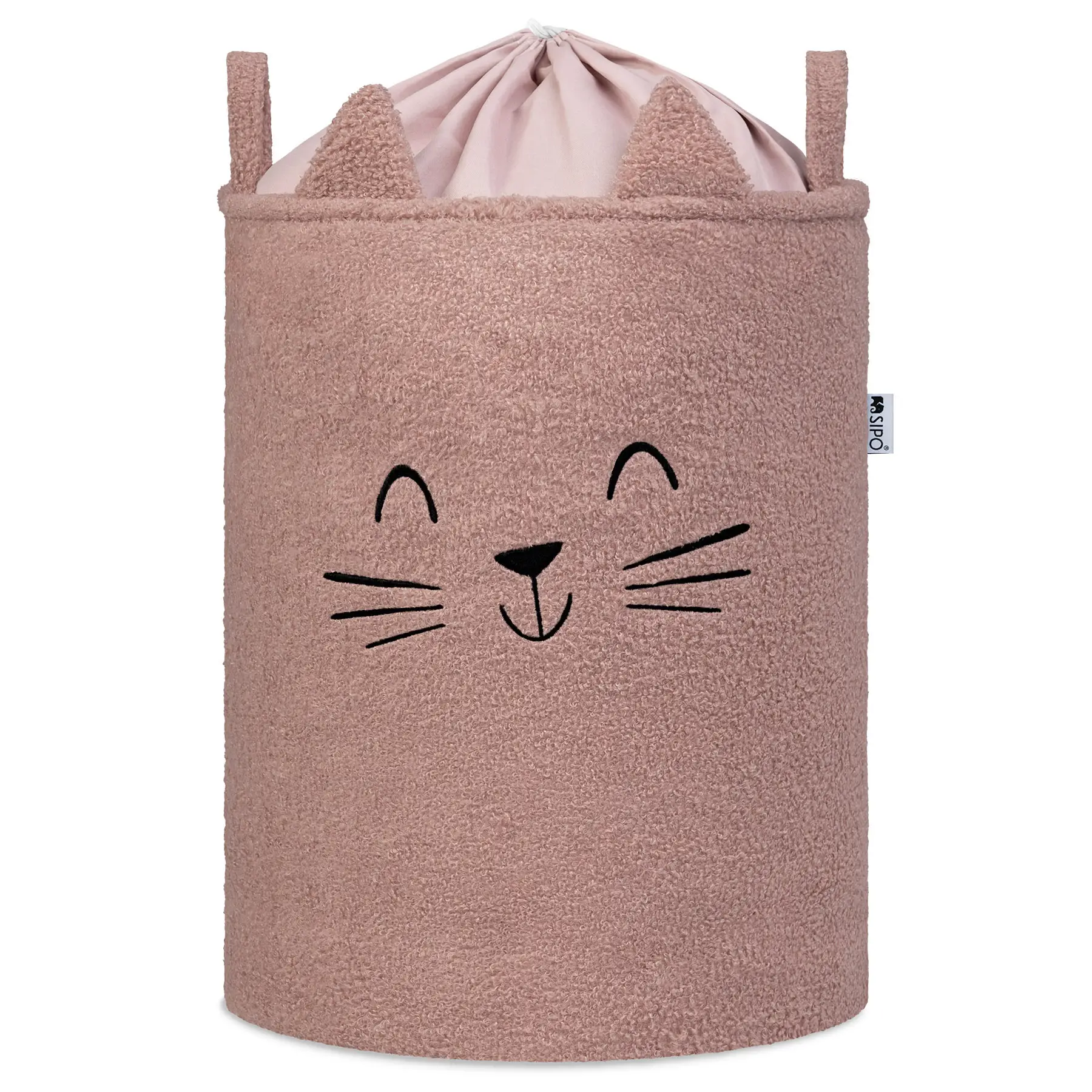 Sipo Kôš na hračky Premium Bouclé so šnúrkou / 43 l, Cat (Pink)