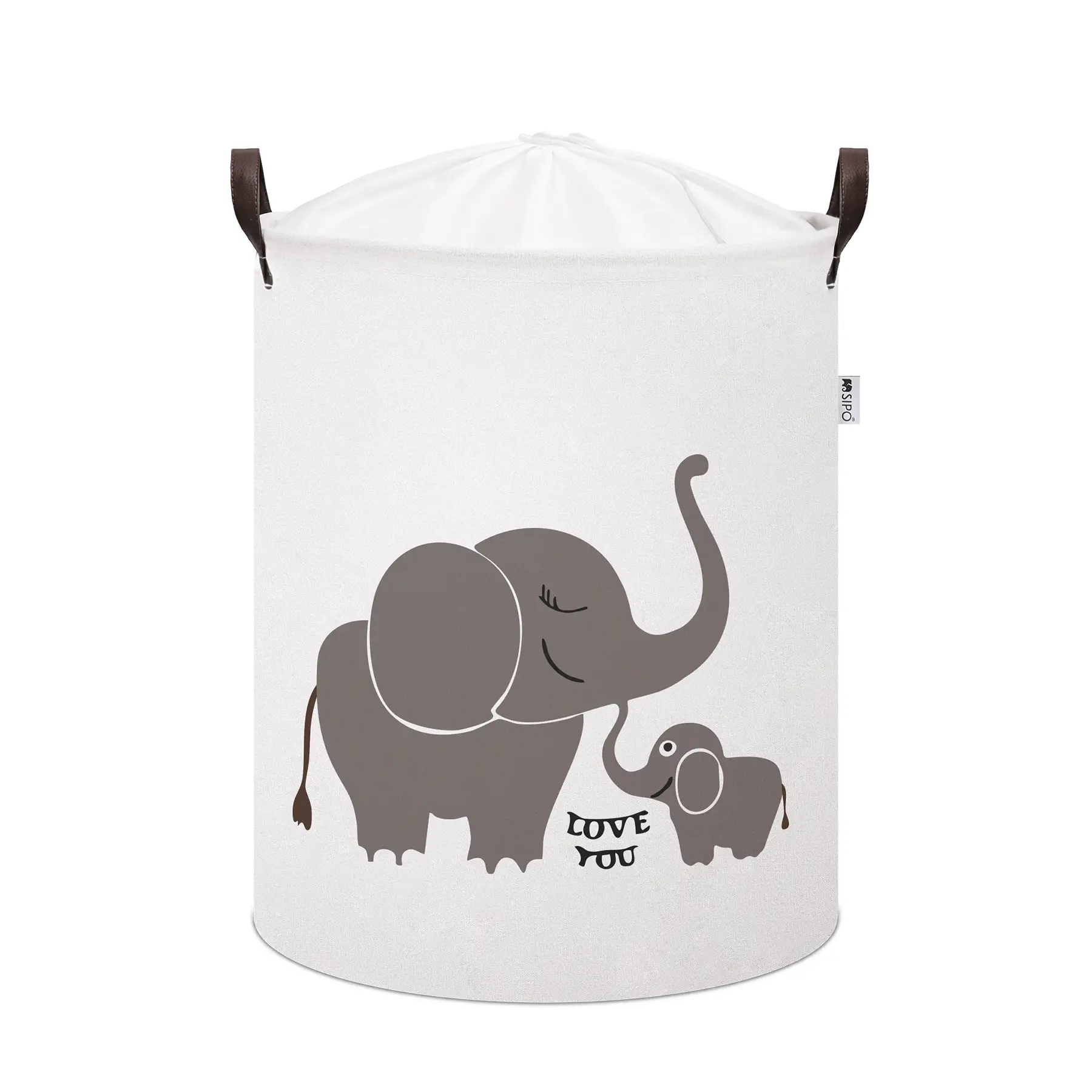 Sipo Kôš na hračky so šnúrkou, skladací bavlnený / 43 l, Elephants