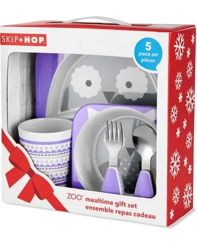 SKIP HOP Zoo Jedálenský darčekový set melamínový Winter Sova 6 m+