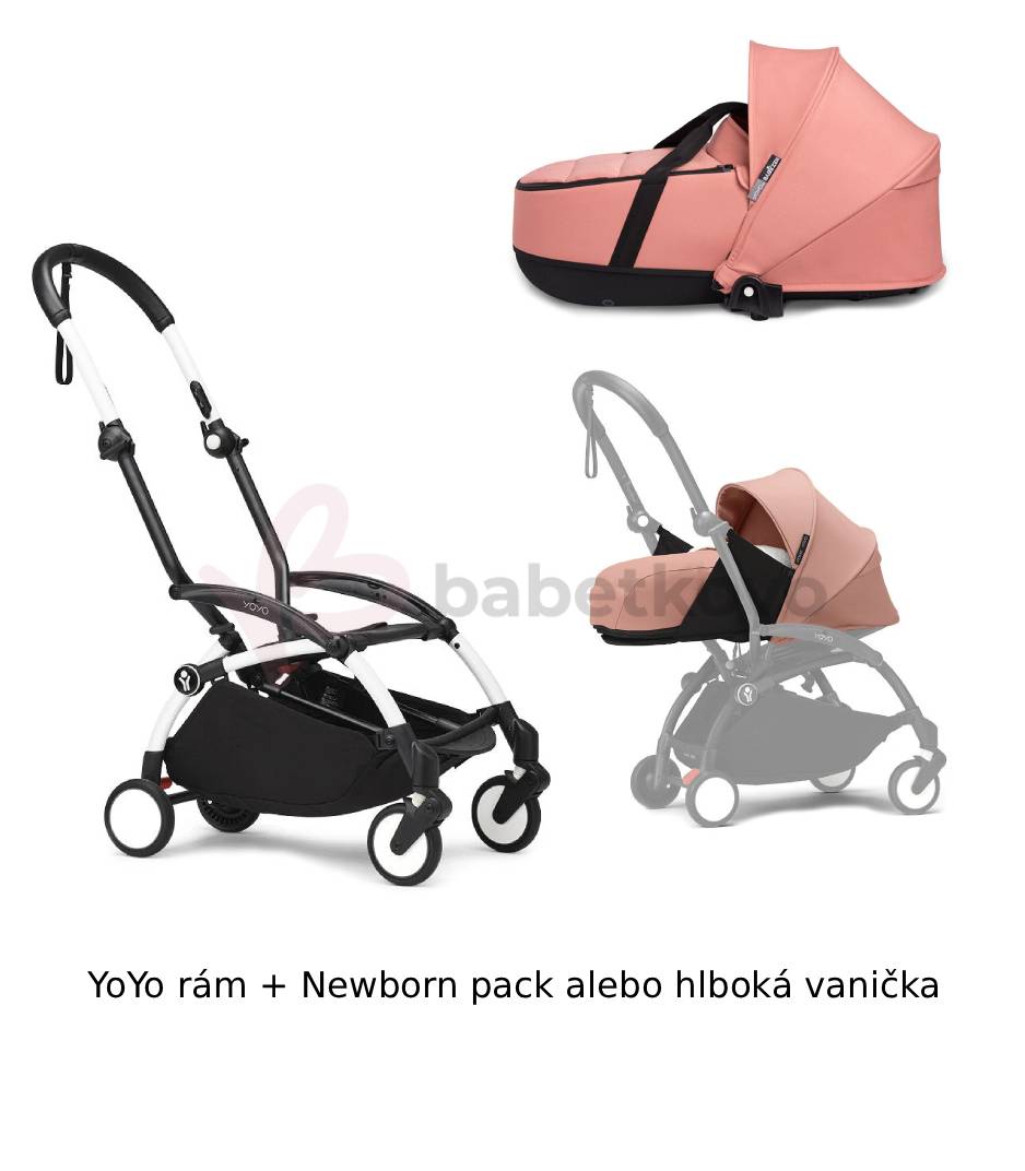 STOKKE® YOYO³ Rám White + Newborn pack alebo vanička 0+ Ginger