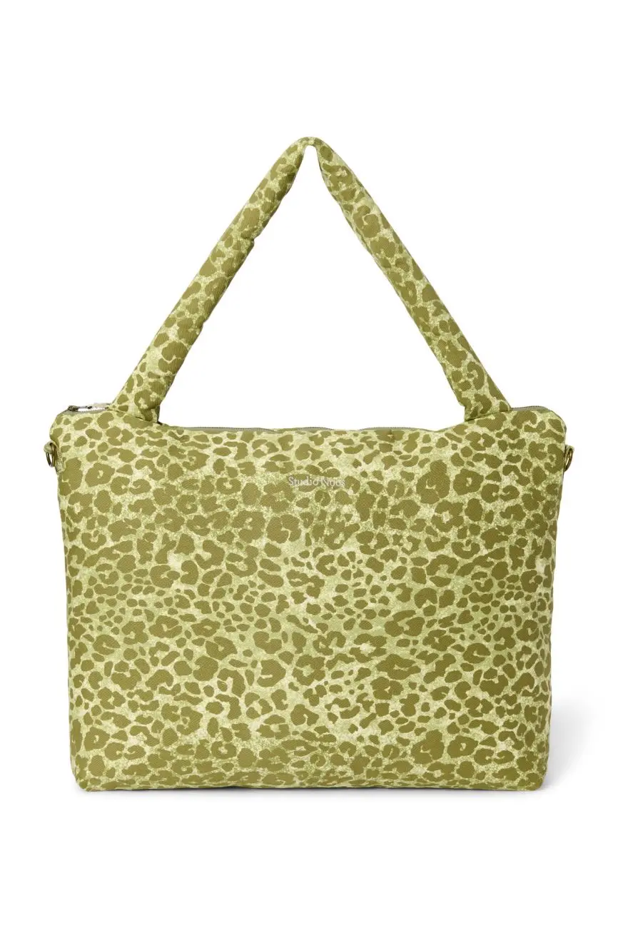 STUDIO NOOS - Cotton DIAPER BAG - prebaľovacia taška Green Leopard