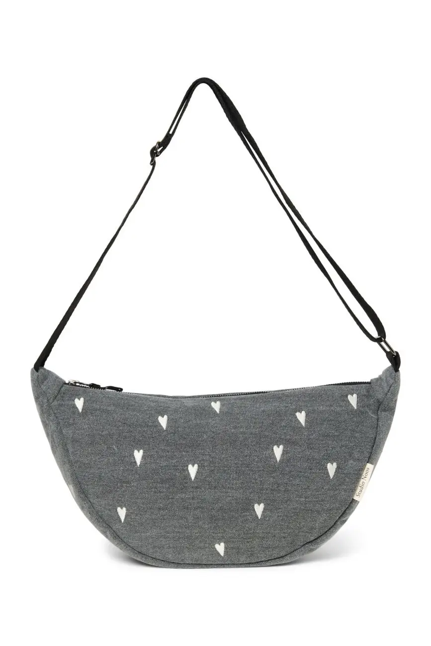STUDIO NOOS - Denim Adult FANNY kabelka Grey Hearts