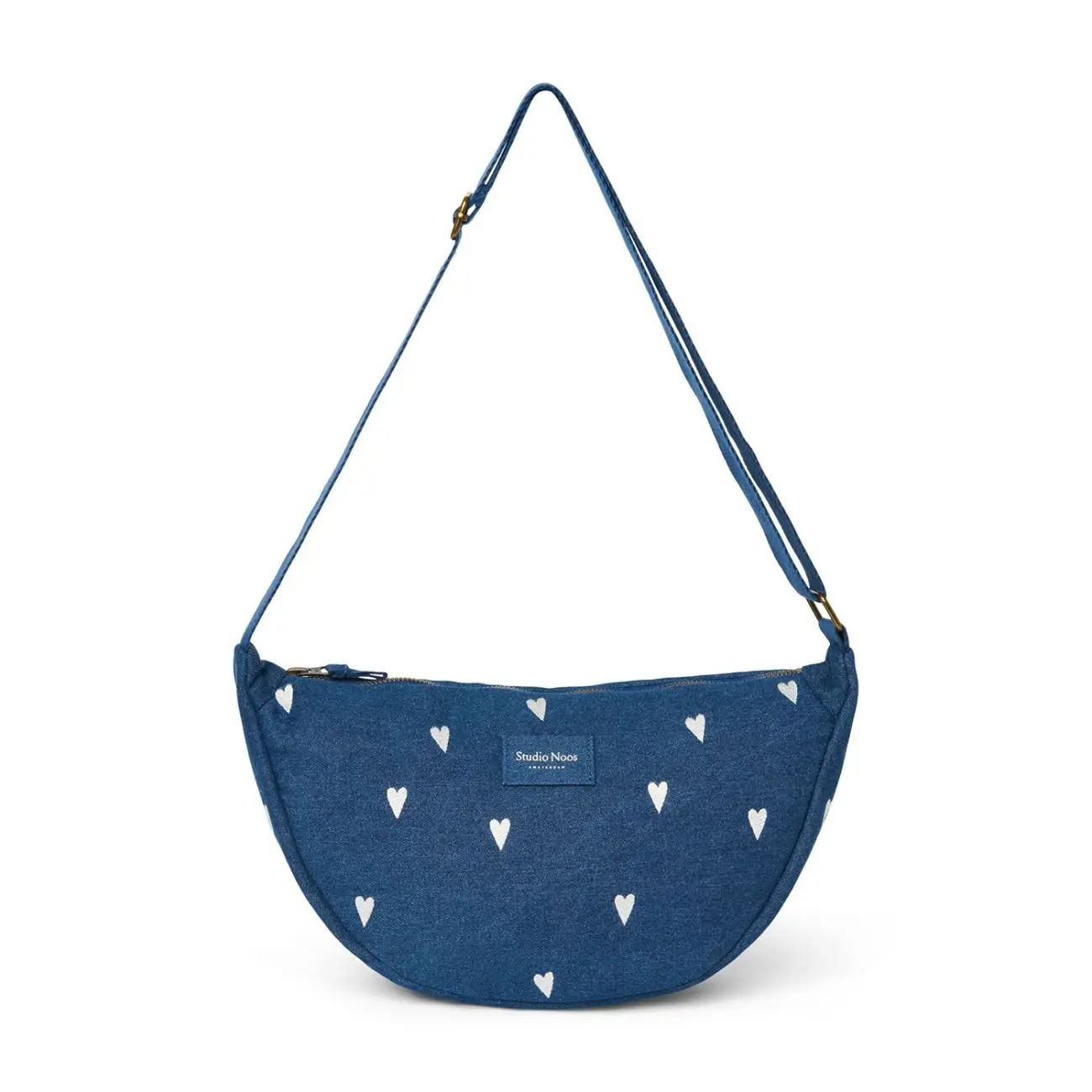 STUDIO NOOS - Denim Adult FANNY kabelka Hearts Dark Blue White Hearts