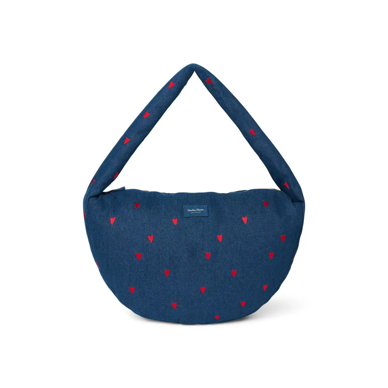 STUDIO NOOS - Denim Cross Body bag Dark Blue Red Hearts