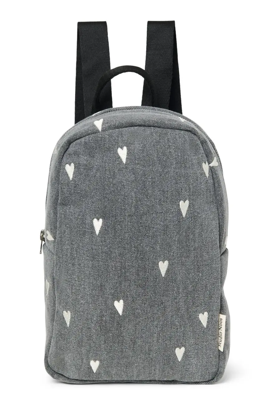 STUDIO NOOS - Denim Mini BACKPACK - batôžtek Grey Hearts