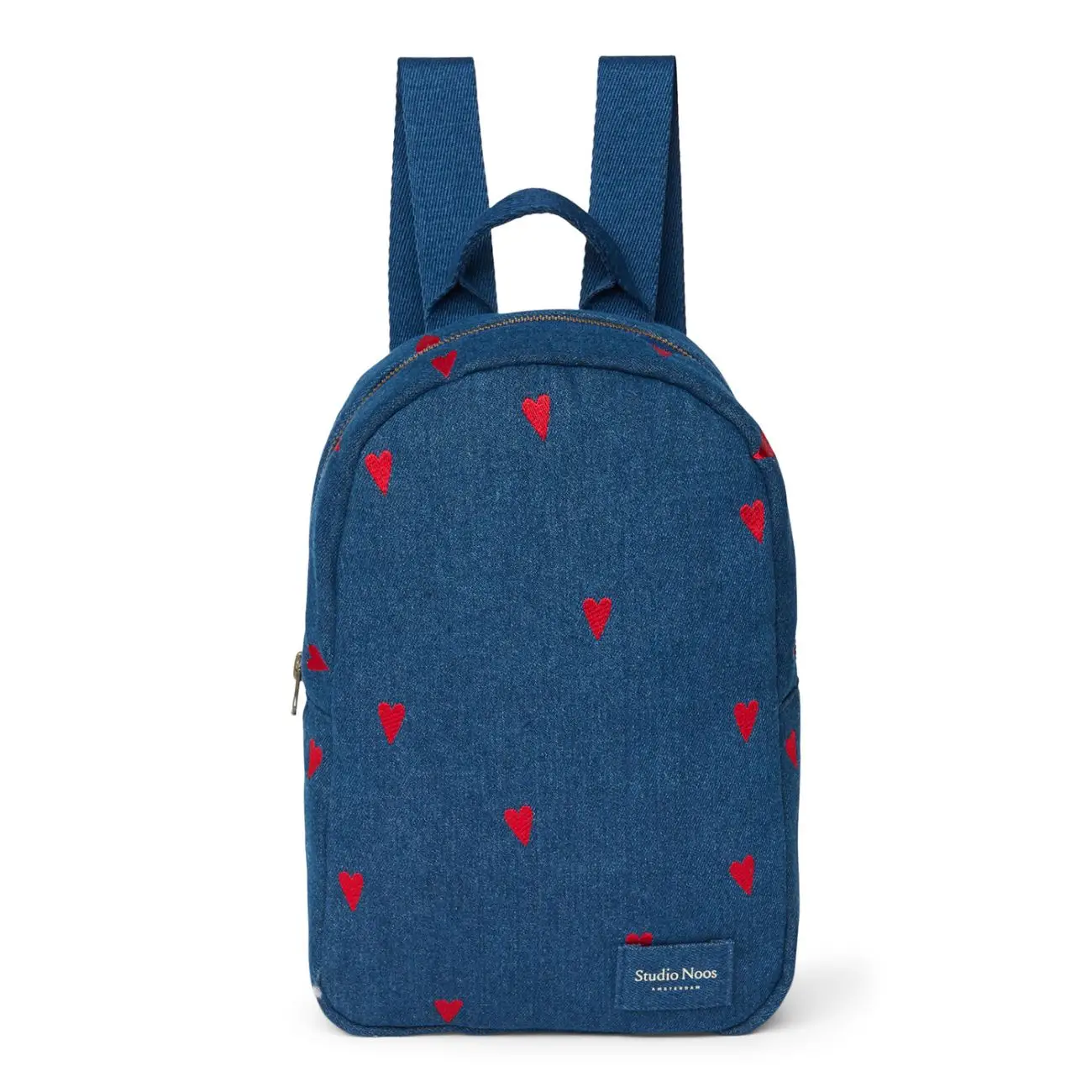 STUDIO NOOS - Denim Mini BACKPACK - batôžtek Dark Blue Red Hearts