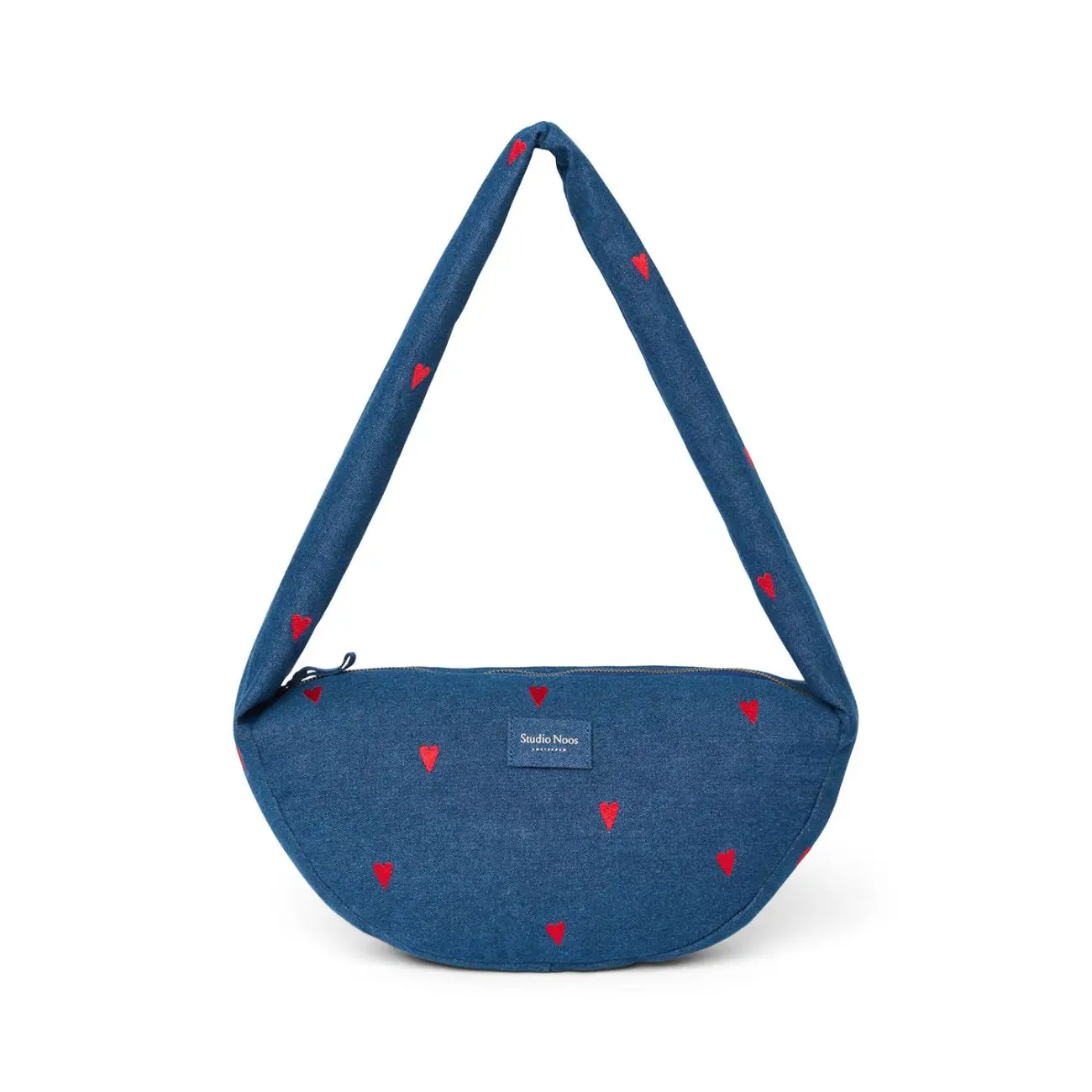 STUDIO NOOS - Denim Mini Cross Body bag Dark Blue Red Hearts