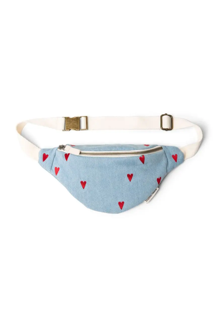 STUDIO NOOS - Denim Mini FANNY kabelka Blue Hearts