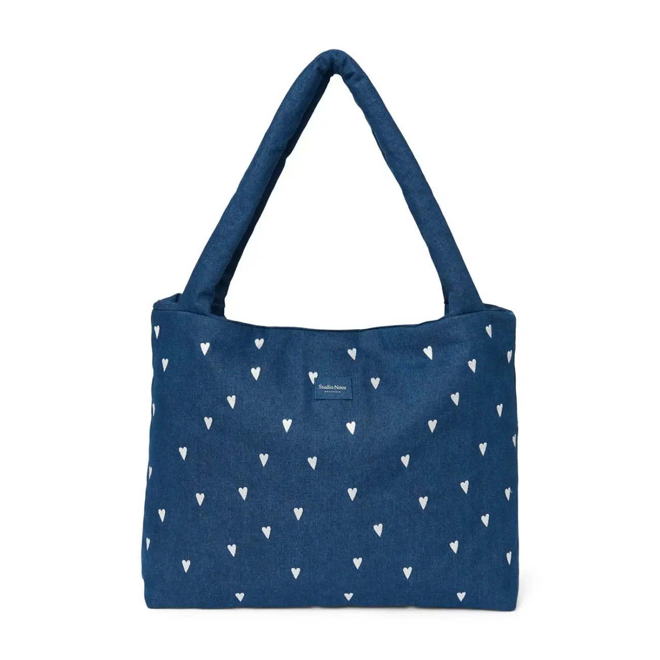 STUDIO NOOS - Denim MOM BAG Dark Blue White Hearts