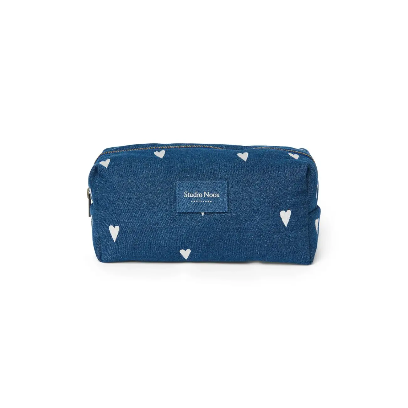STUDIO NOOS - Denim POUCH - kabelka Dark Blue Red Hearts