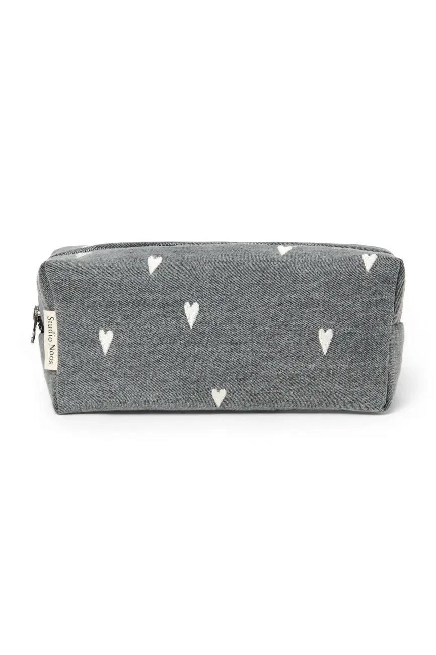 STUDIO NOOS - Denim POUCH - kabelka Grey Hearts