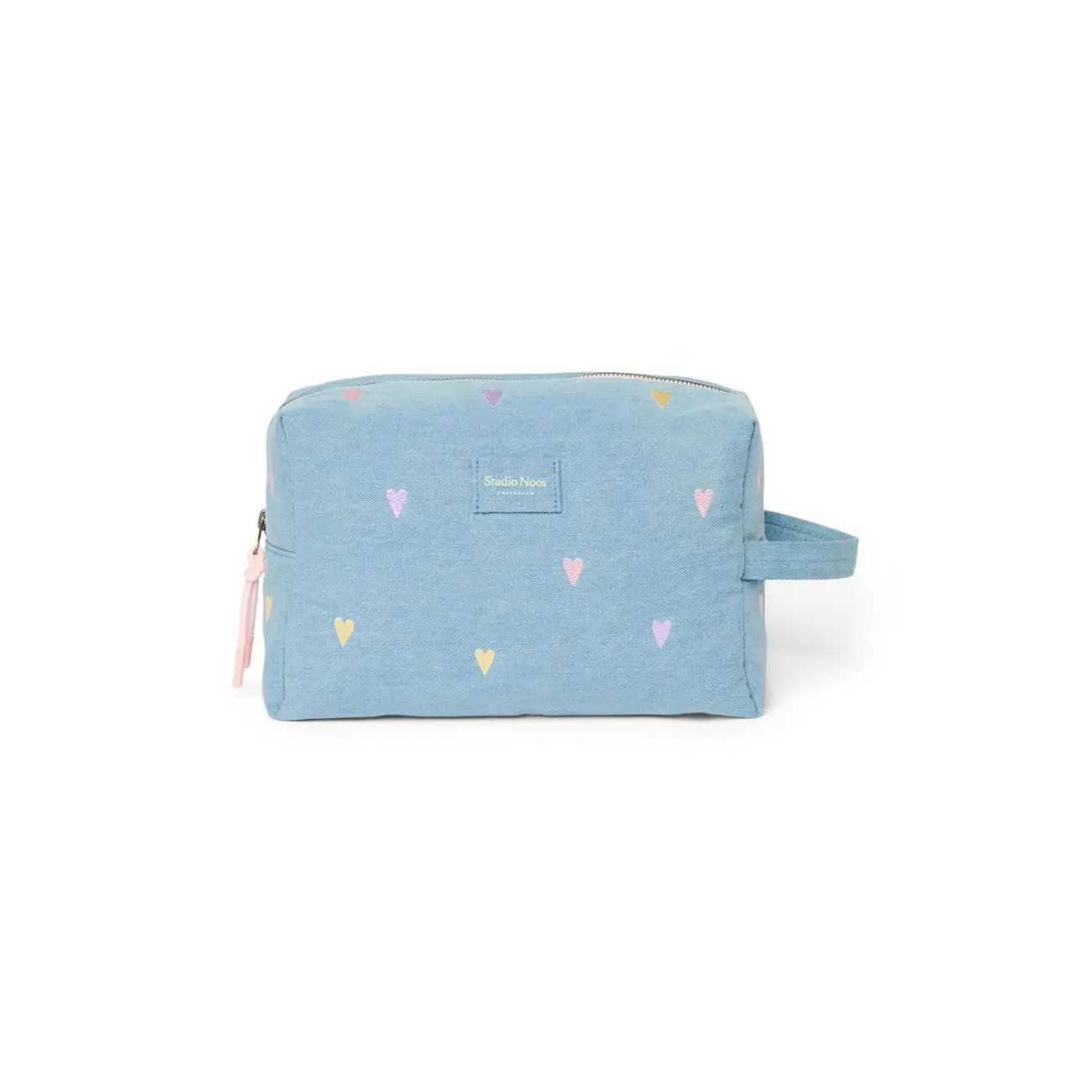 STUDIO NOOS - Denim Toiletry - toaletná taštička Hearts Light BLue Hearts