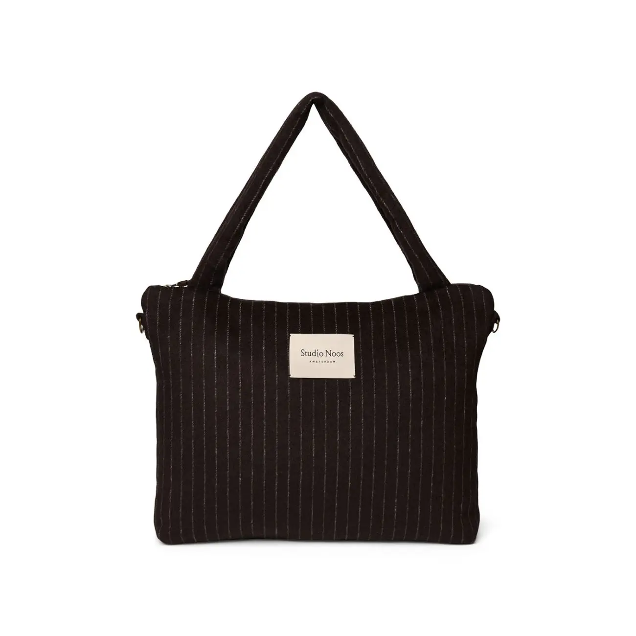 STUDIO NOOS - Flannel Chalkstripe DIAPER BAG Brown
