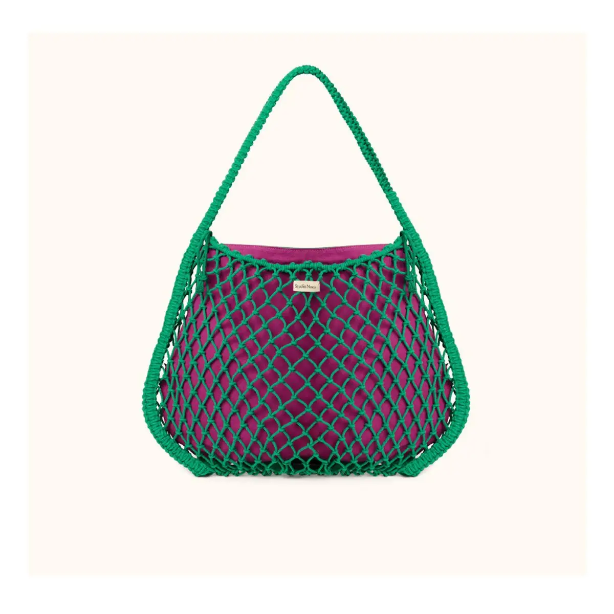 STUDIO NOOS - MACRAME MOM BAG | síťka Green síťka &amp; vnitřní taška Purple Green