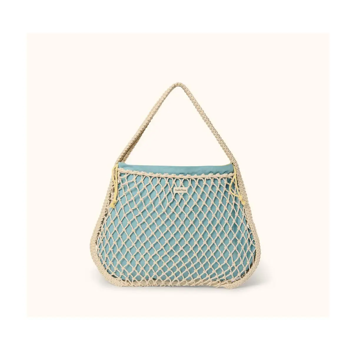 STUDIO NOOS - MACRAME MOM BAG | síťka Natural &amp; vnitřní taška Blue Yellow