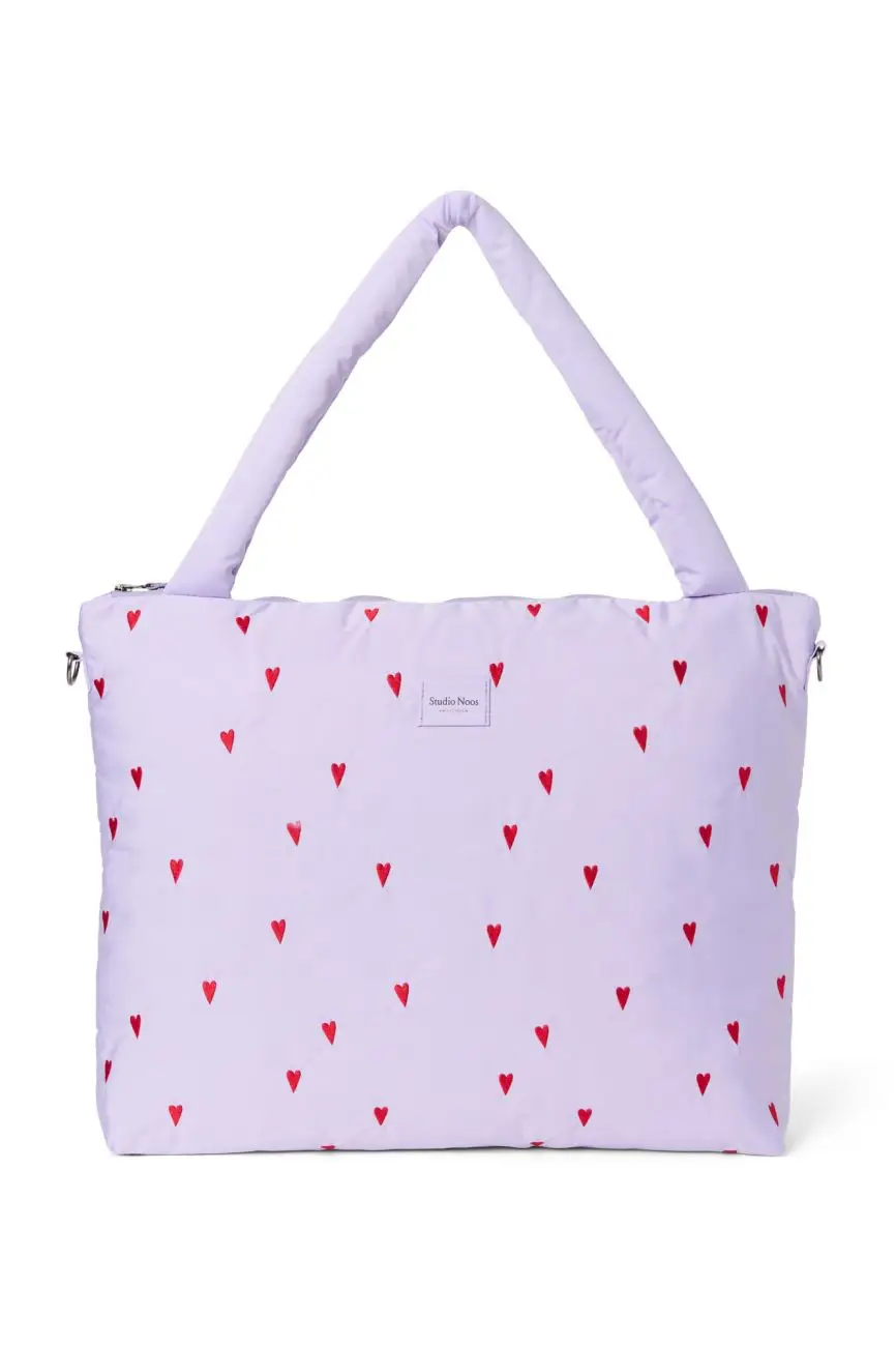 STUDIO NOOS - Puffy DIAPER BAG - prebaľovacia taška Purple Hearts