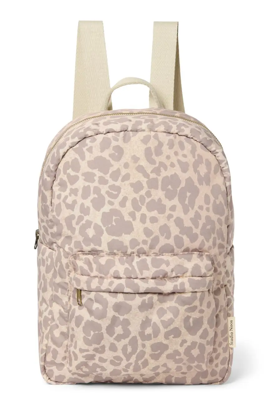 STUDIO NOOS - Puffy Midi BACKPACK - batôžtek s predným vreckom Cream Leopard