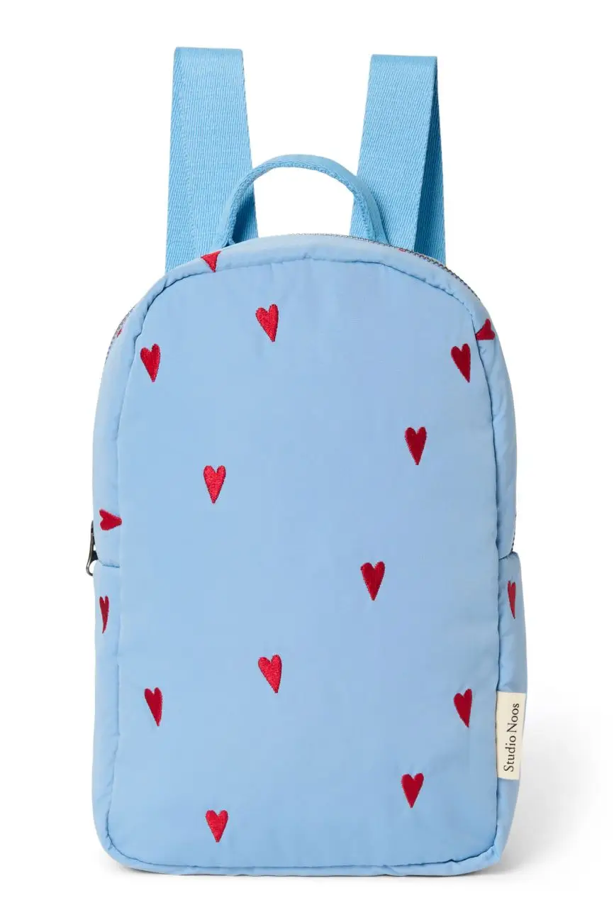 STUDIO NOOS - Puffy Mini BACKPACK - batôžtek Light Blue Hearts