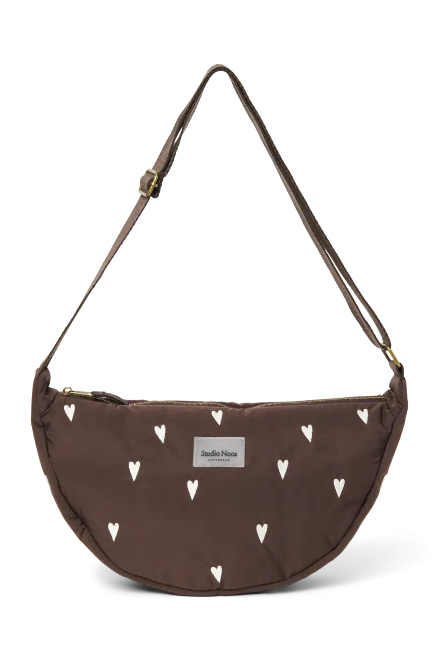 STUDIO NOOS - Puffy Mini FANNY PACK kabelka | Brown Hearts
