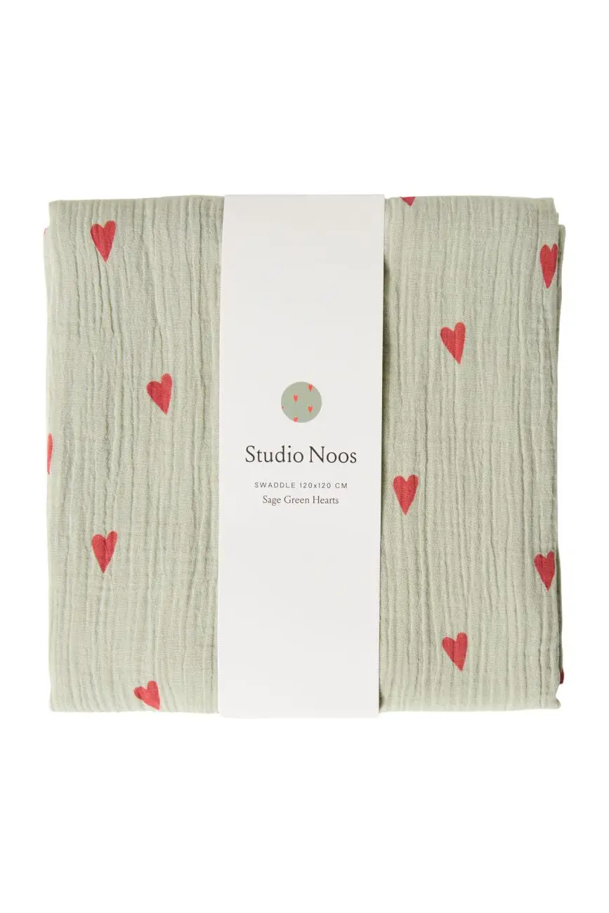 STUDIO NOOS - SWADDLE ZAVINOVAČKA Print Large Green Hearts