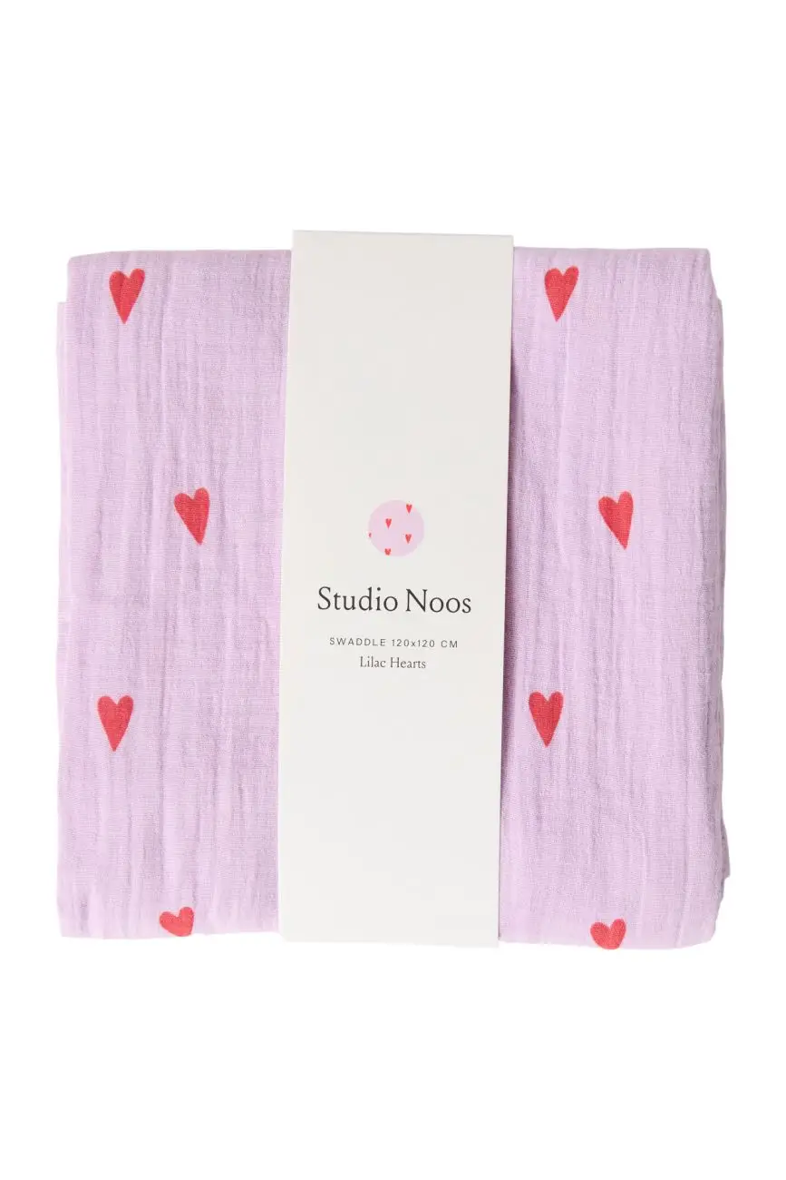 STUDIO NOOS - SWADDLE ZAVINOVAČKA Print Large Purple Hearts