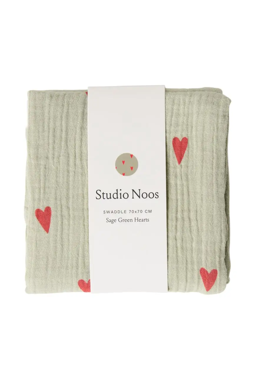 STUDIO NOOS - SWADDLE ZAVINOVAČKA Print Medium Green Hearts