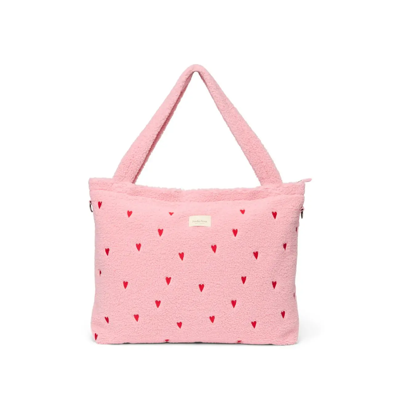 STUDIO NOOS - Teddy DIAPER BAG - prebaľovacia taška Light Pink Hearts