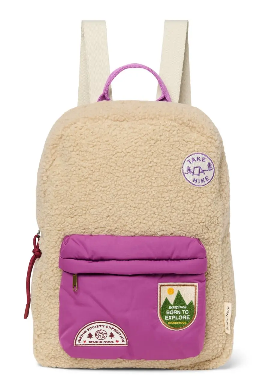 STUDIO NOOS - Teddy Midi BACKPACK - batôžtek s predným vreckom | Ecru/Purple