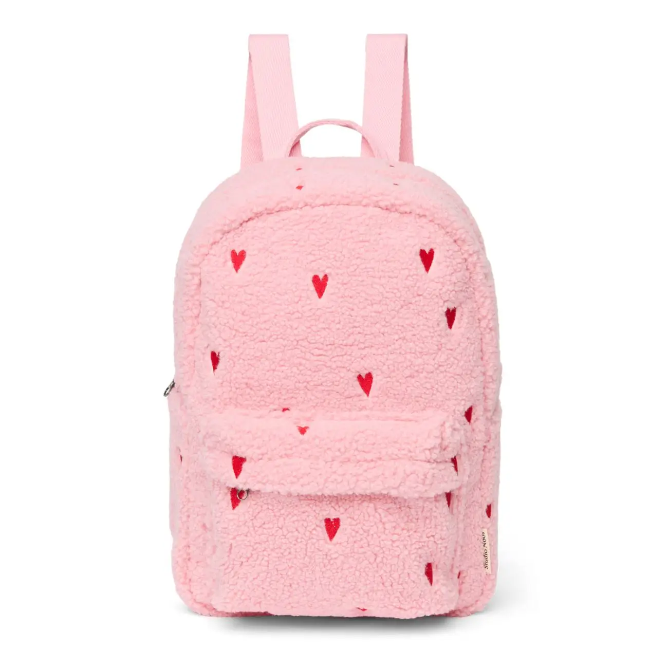 STUDIO NOOS - Teddy Midi BACKPACK - batôžtek Light Pink Hearts