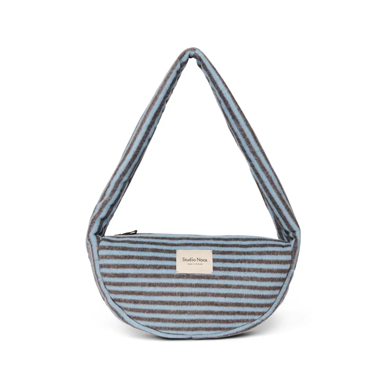 STUDIO NOOS - VLNENÁ Mini Cross Body Bag Stripy Wool Light blue Brown