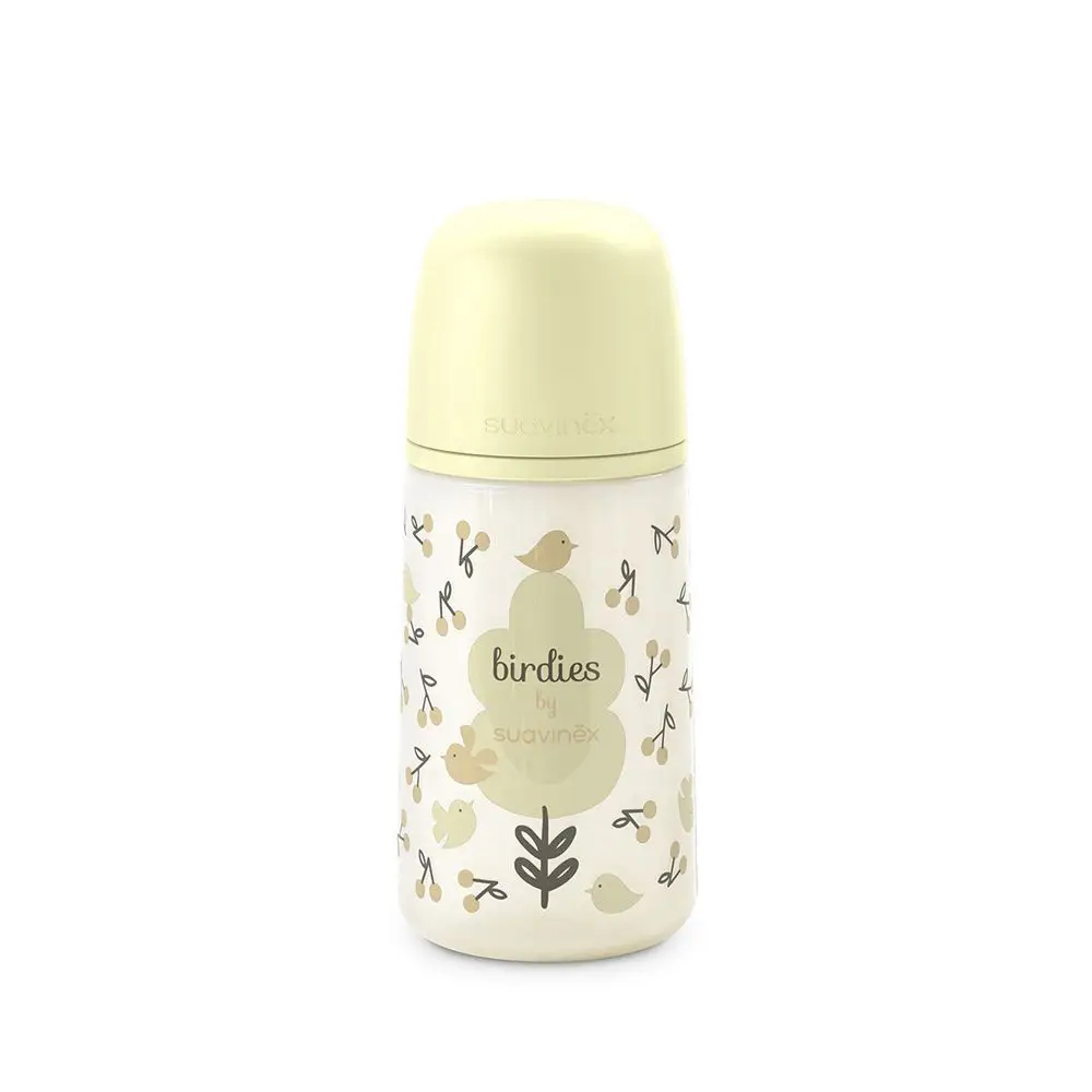 SUAVINEX Dojčenská fľaša 270 ml M BIRDIES - žltá