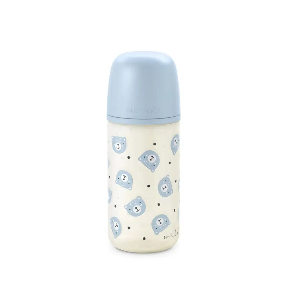 SUAVINEX Fľaša sklo WILD & FREE 240 ml fyziologická SX PRO +0 SF - modrá