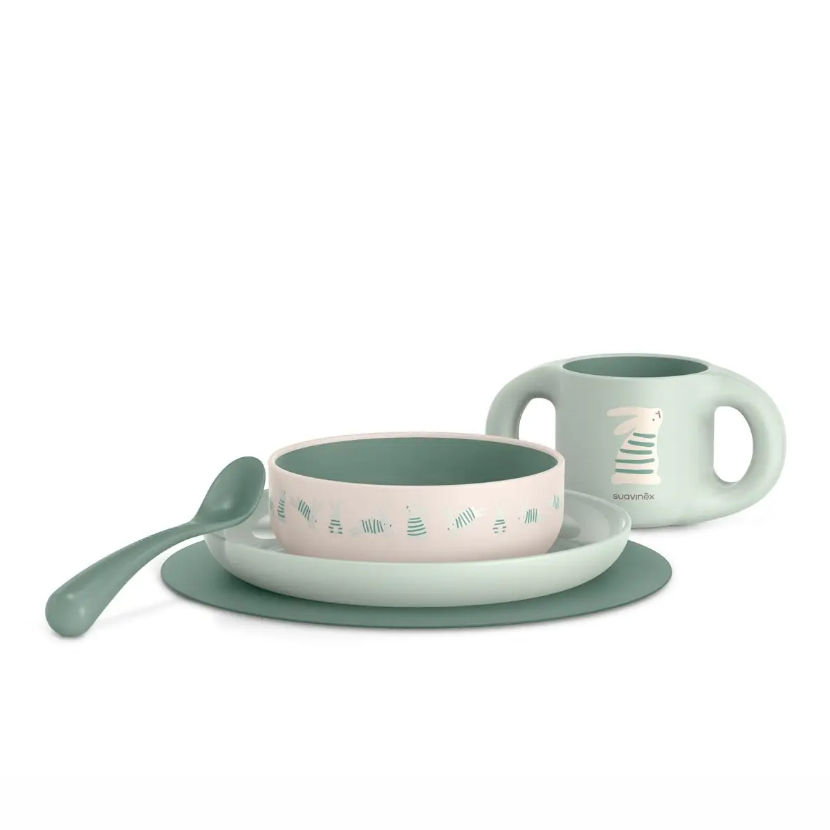 SUAVINEX Jedálenský set WONDERLAND NEW +6 m - ZELENÝ