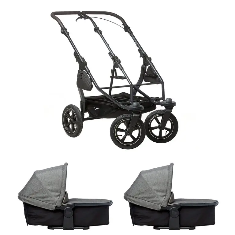 Tfk set duo2 frame 2025 - air wheel + carrycot prem. grey